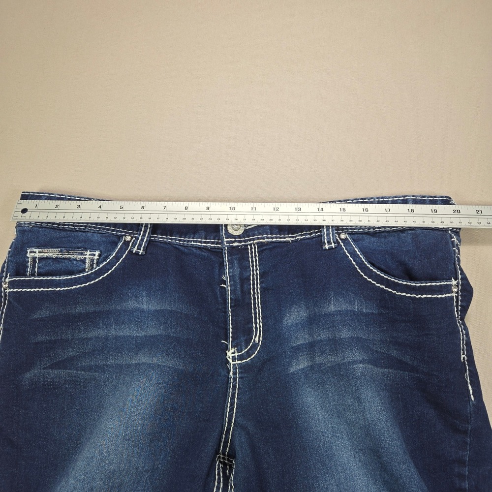 Maurices Jeans Dark Wash Contrast Stitch Sequin Pocket Blue Womens 20 REG - Picture 11 of 13